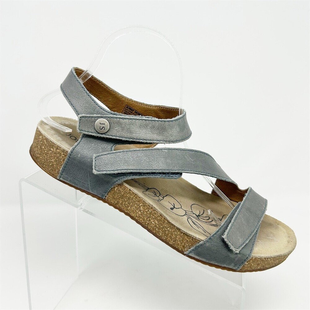 Josef Seibel Tonga 25 Womens Gray Comfort Wedge Sandals Hook & Loop Size 42